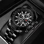 Steel Band Men's Three Eyes And Six Needles Luminous Calendar Waterproof Quartz Watch