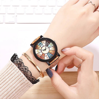 Casual Vintage Leather Women Quartz Wrist Watch Gift Clock